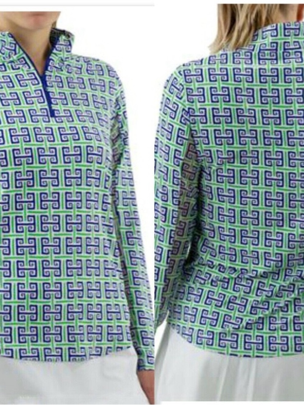 IBKUL Icefil Stay Cool Zip Mock Neck Long Sleeve Top UPF XS